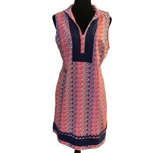 Simply Southern‎ Navy, Pink, and White Open Collar Dress Size Medium